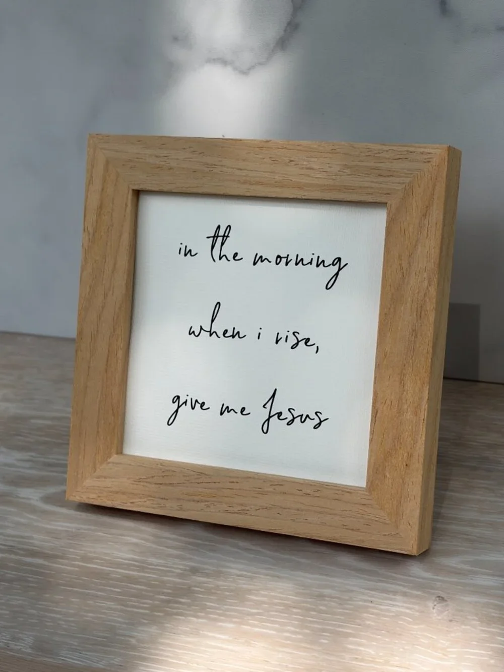 Give Me Jesus Mini Framed Canvas Art 4x4 Natural Rustic Tiered Tray Shelf Sitter